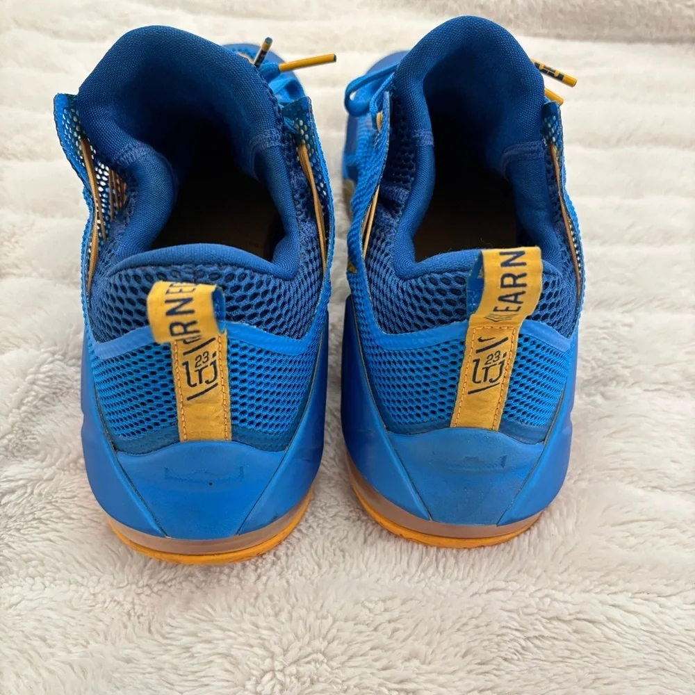 Nike LeBron 12 Low Vibrant Blue and Gold Sneakers Size 13